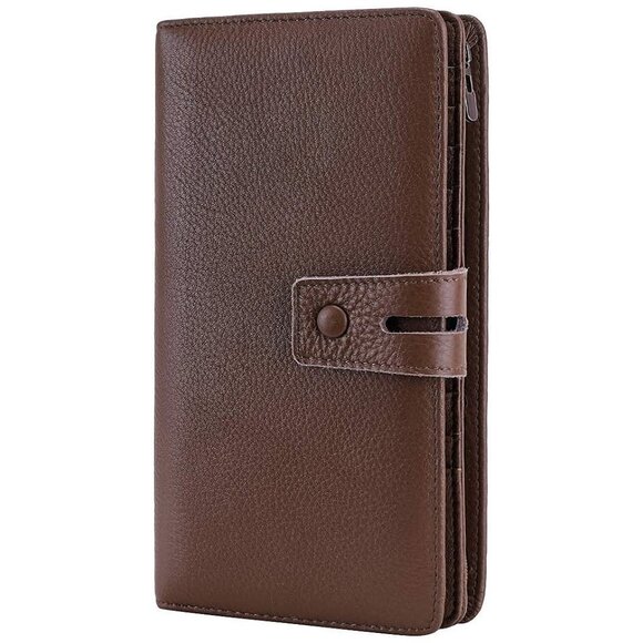 Handbags - WOMENS Wallet, Large Capacity Genuine Leather Burgundy Coffee